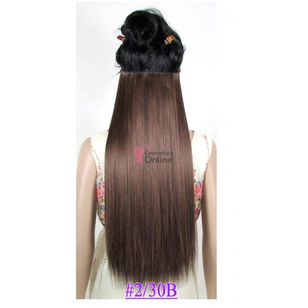 Extensie de par cu 5 Clips On delux dubla dreapta de 70 cm, Saten inchis mixt 8955230